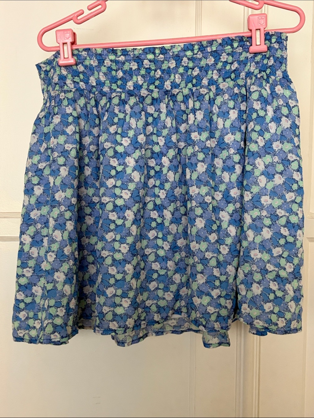 Old Navy Blue Floral Smocked Mini Skater Skirt